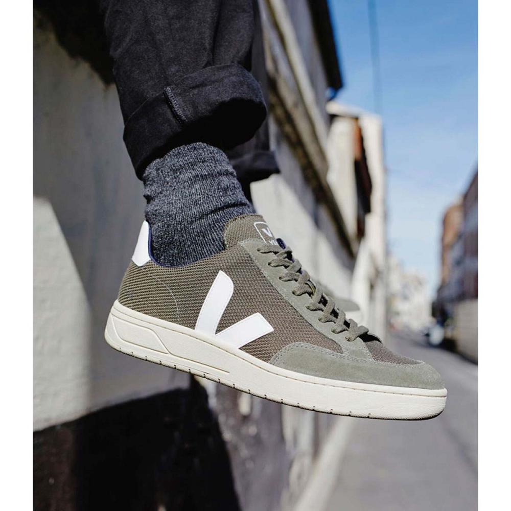 Veja V-12 B-MESH Sneakers Heren Olijfgroen | BE 343ILH